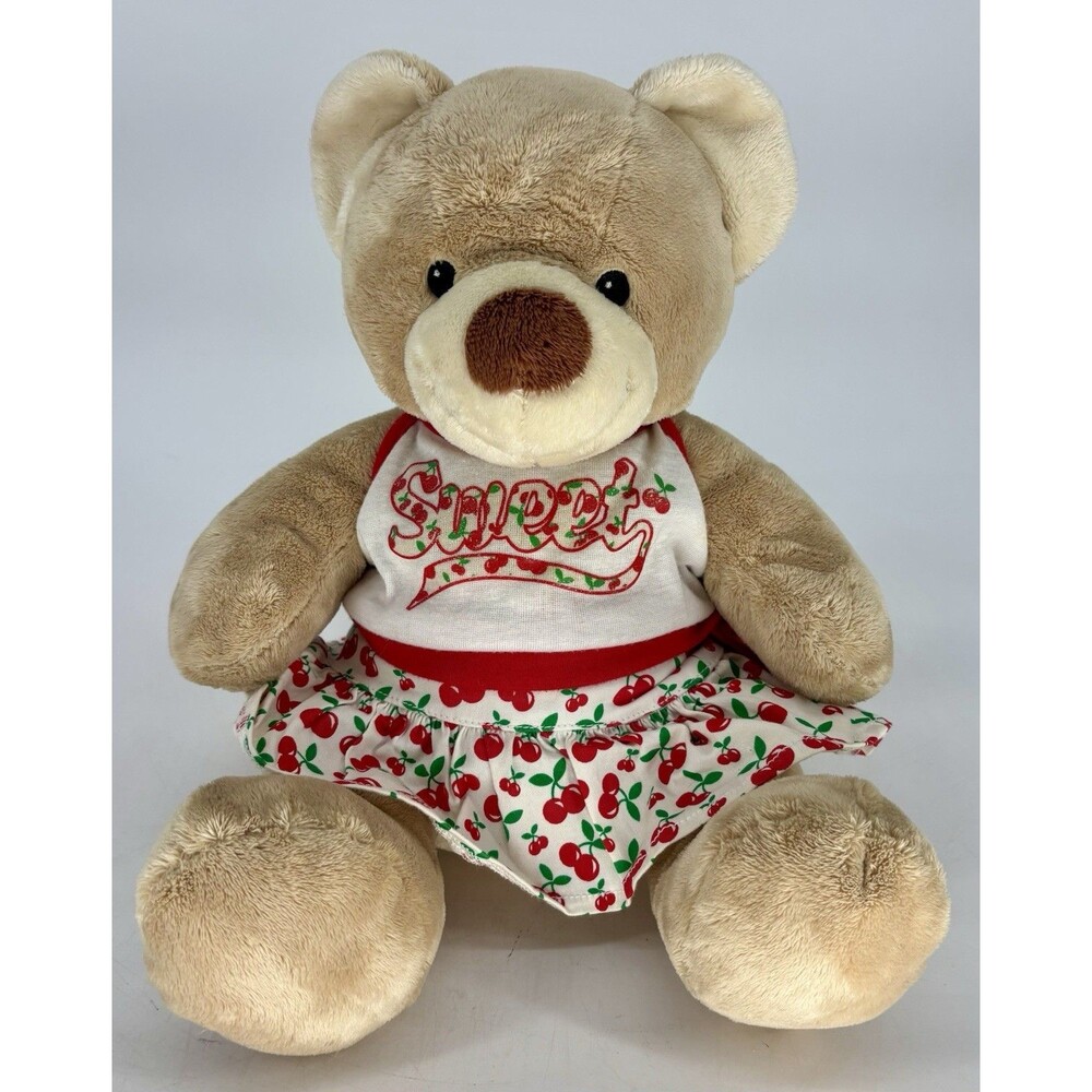Build A Bear Teddy12" Plush Stuffed Hugs Good Wishes Cherry Sweet Dress Outfit